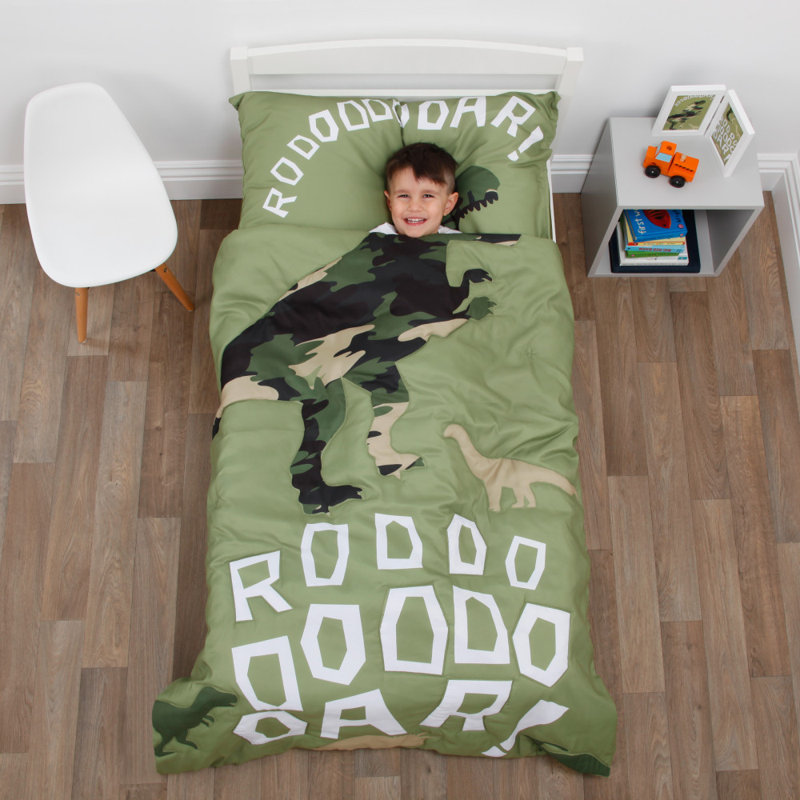 green dinosaur bedding