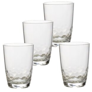 QG 16 oz Clear w/ Color Base Acrylic Plastic Cup Drinking Glass Tumbler Set of 8 