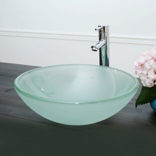 Arsumo Glass Circular Vessel Bathroom Sink With Faucet