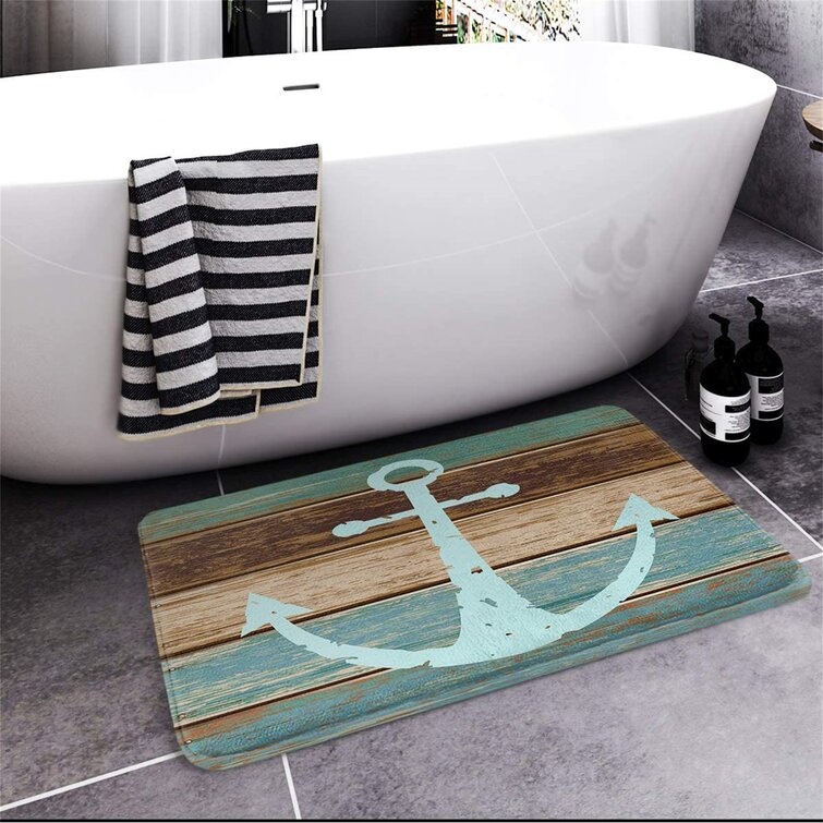 Soft Rug For Bath Bathroom Bedroom Home Floor Shower Mat Nonslip Nautical Anchor 