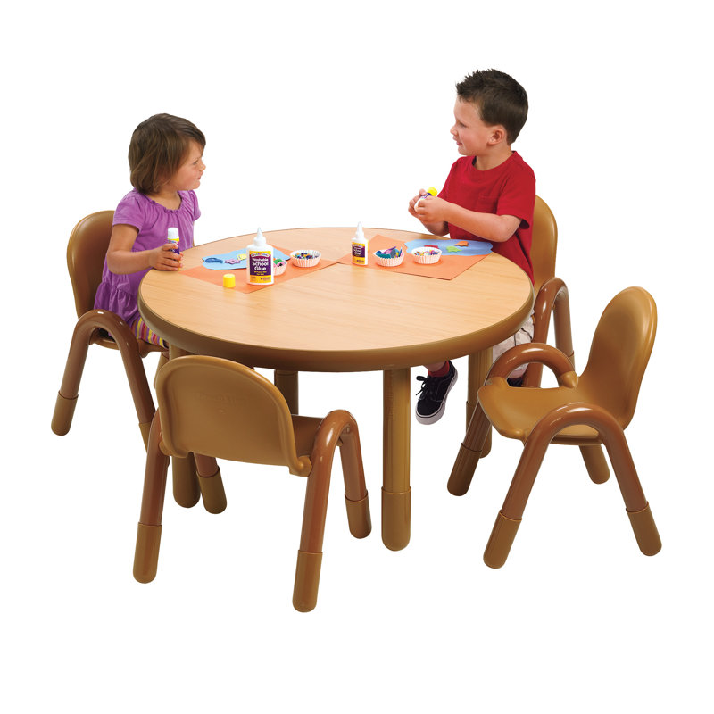 Angeles Baseline Preschool Kids 5 Piece Writing Table and Chair Set