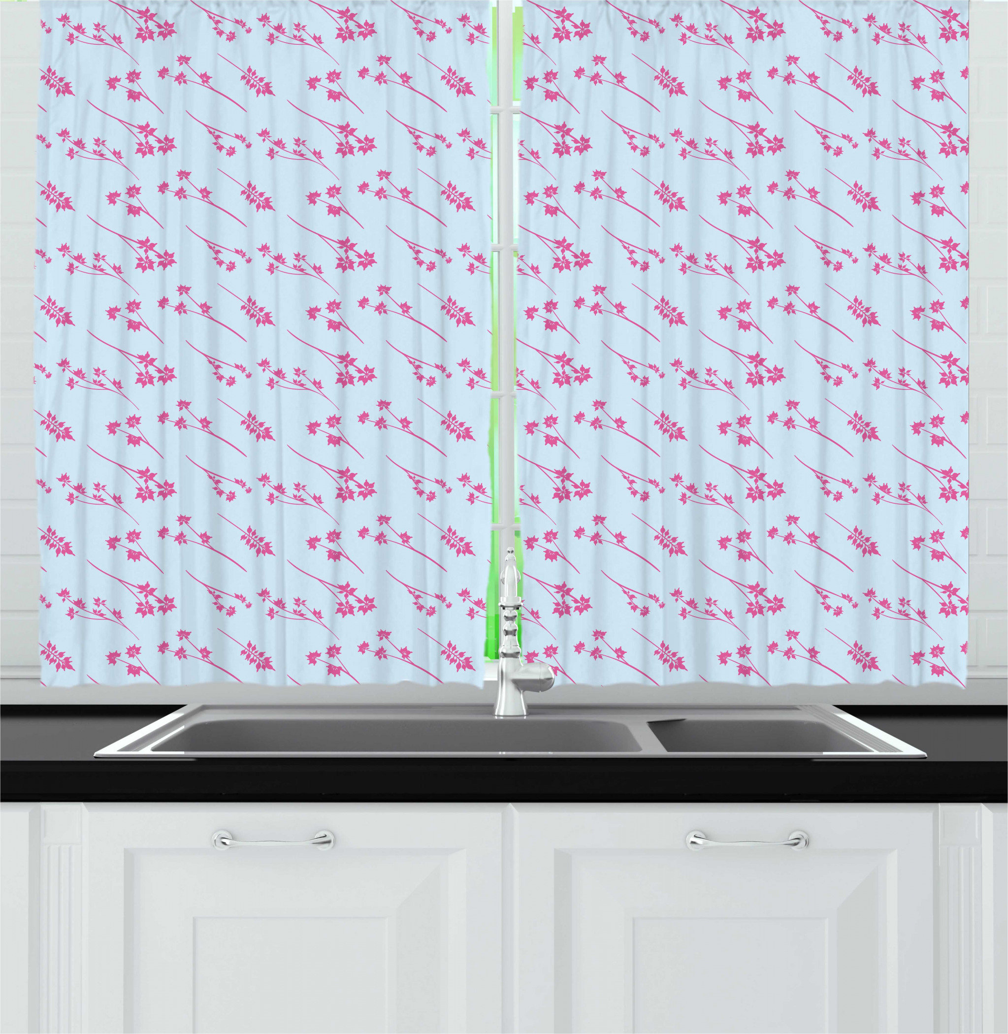 East Urban Home Blue And Pink Floral Pattern With Eucalyptus
