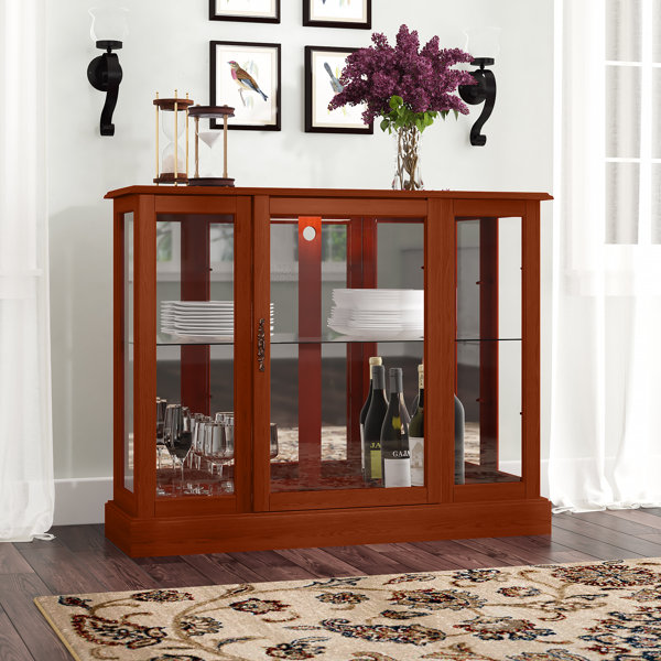 Canora Grey Franklyn Lighted Console Curio Cabinet Reviews Wayfair