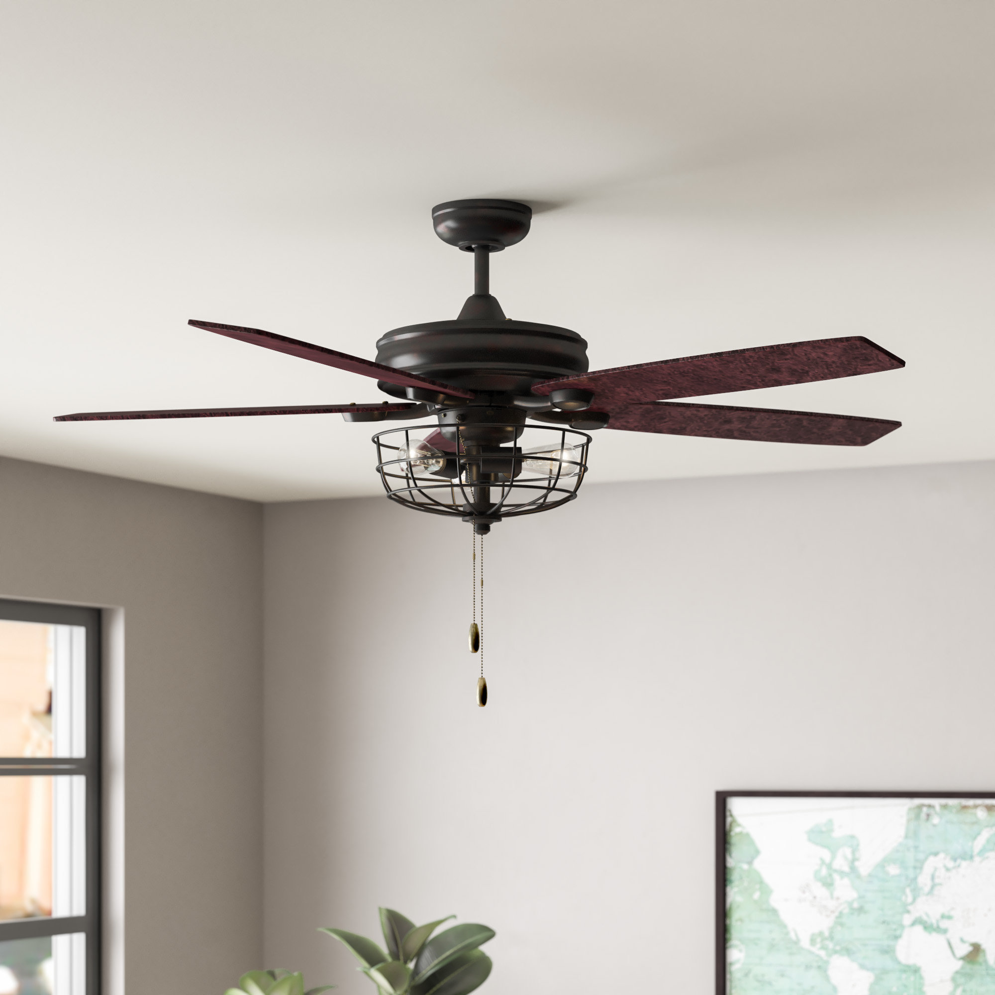 Trent Austin Design 52 Glenpool 5 Blade Caged Ceiling Fan With Pull Chain And Light Kit Included Reviews