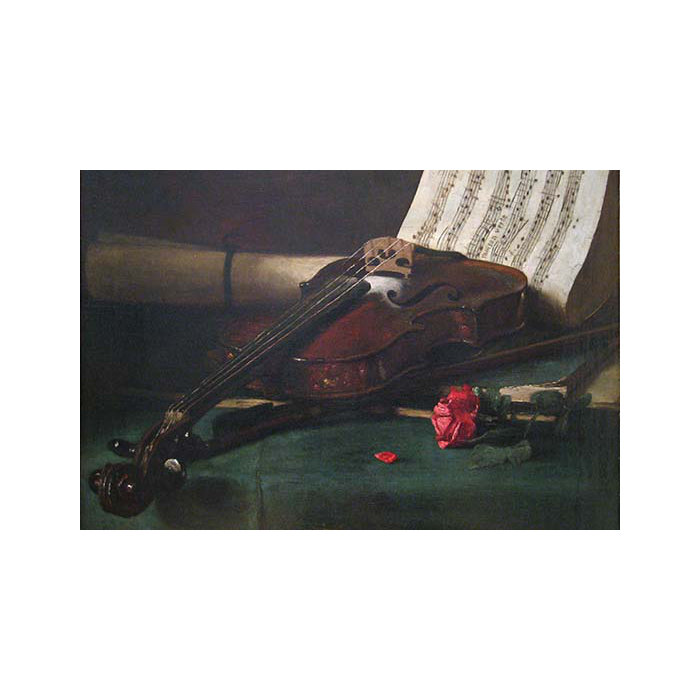 Buyenlarge Still Life With Violin Sheet Music And A Rose By
