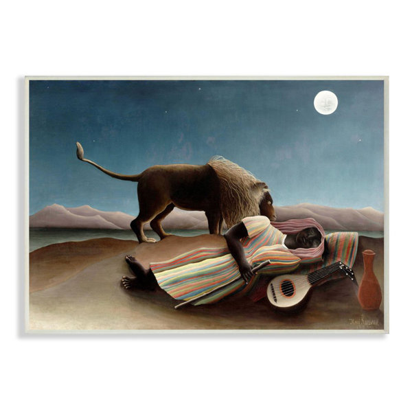 Stupell Industries Desert Night Lion And Traveler Classic By
