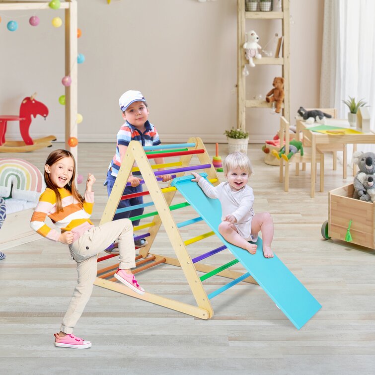 Kids Climbing Triangle Ladder w/Stable Structure for Toddlers Playful Climbers 