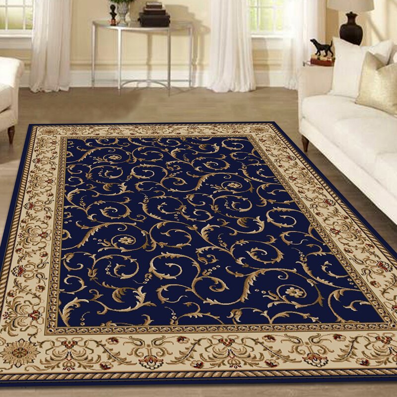 Astoria Grand Weisgerber Oriental Navy/Beige Area Rug & Reviews | Wayfair