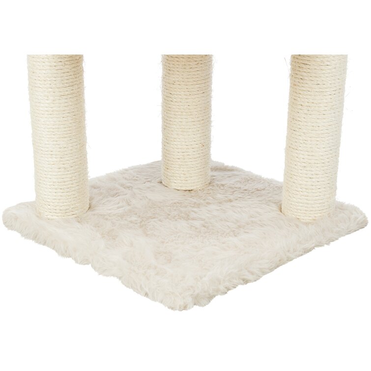 H Plush and Sisal with Metal Rim Cat Tower 24.75 in W x 24.75 in D x 51.75 in 