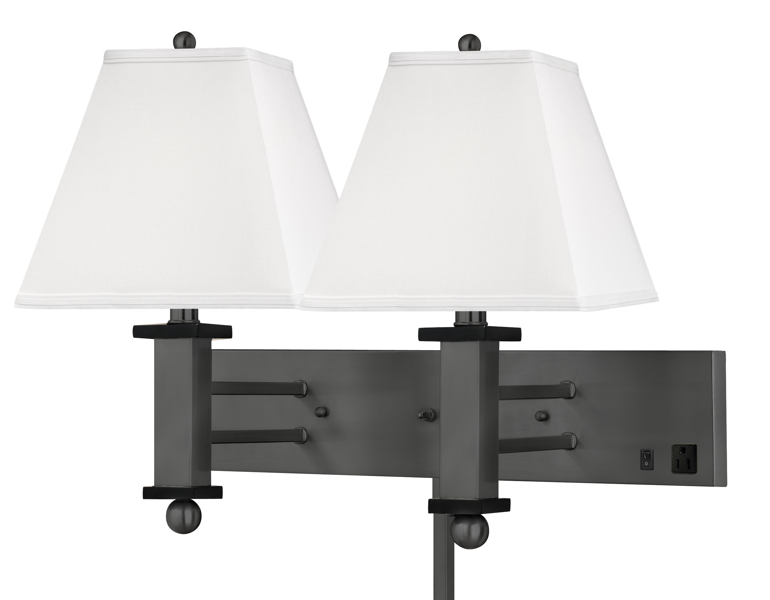 Medallion Lighting Gunmetal Square Post 2 Light Plug In Black Accents Armed Sconce Wayfair