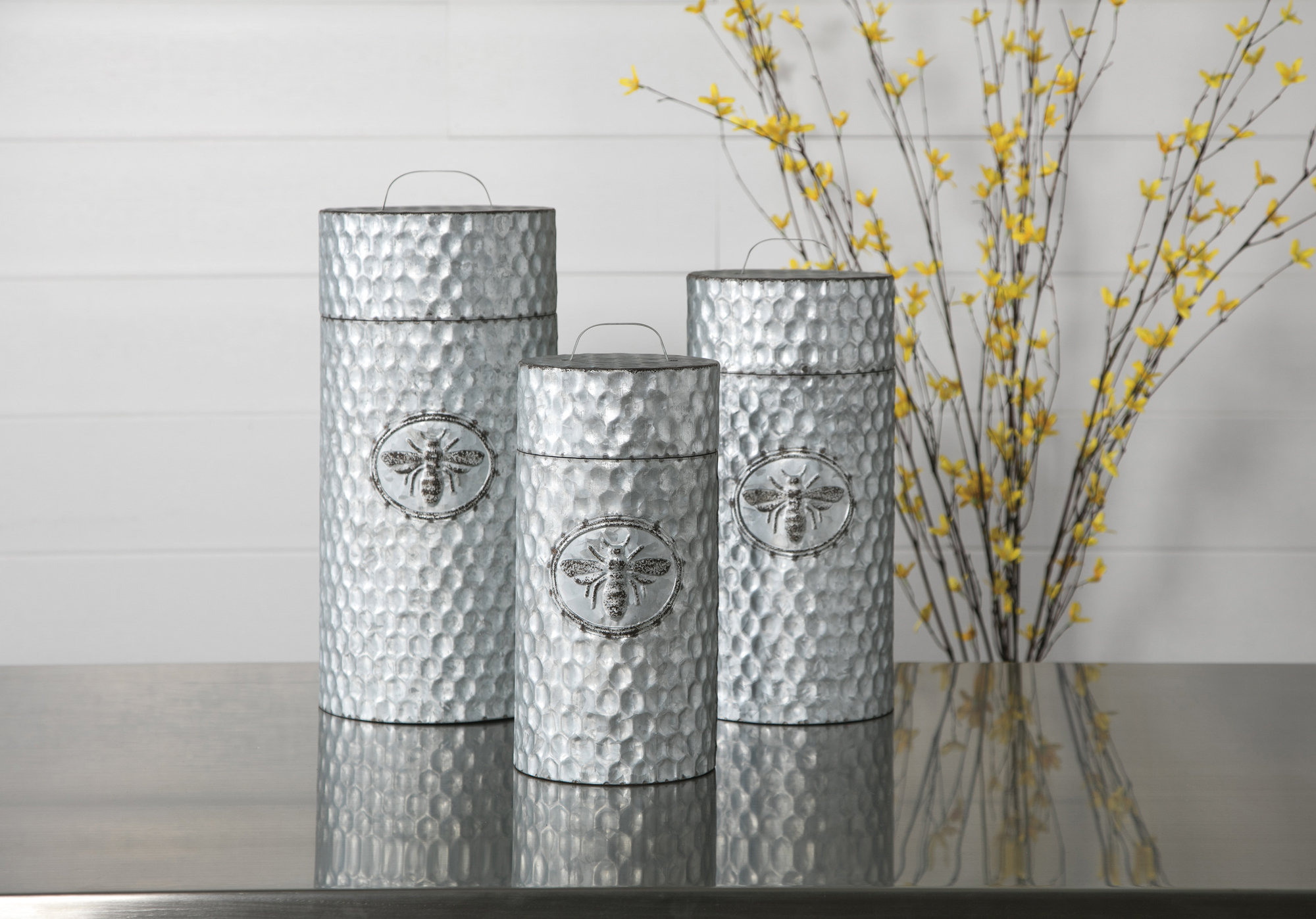 bee tea coffee sugar canisters