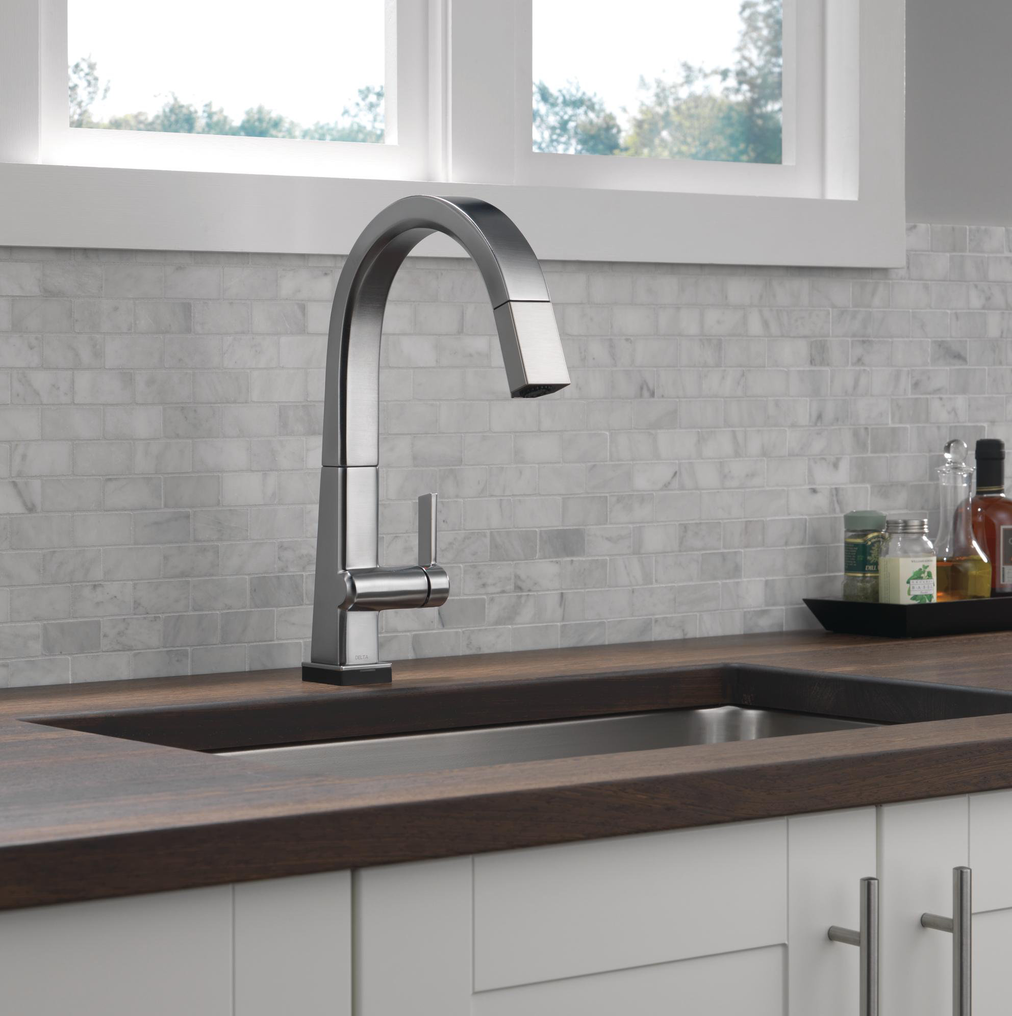 Delta Pivotal Pull Down Touch Kitchen Faucet & Reviews Wayfair