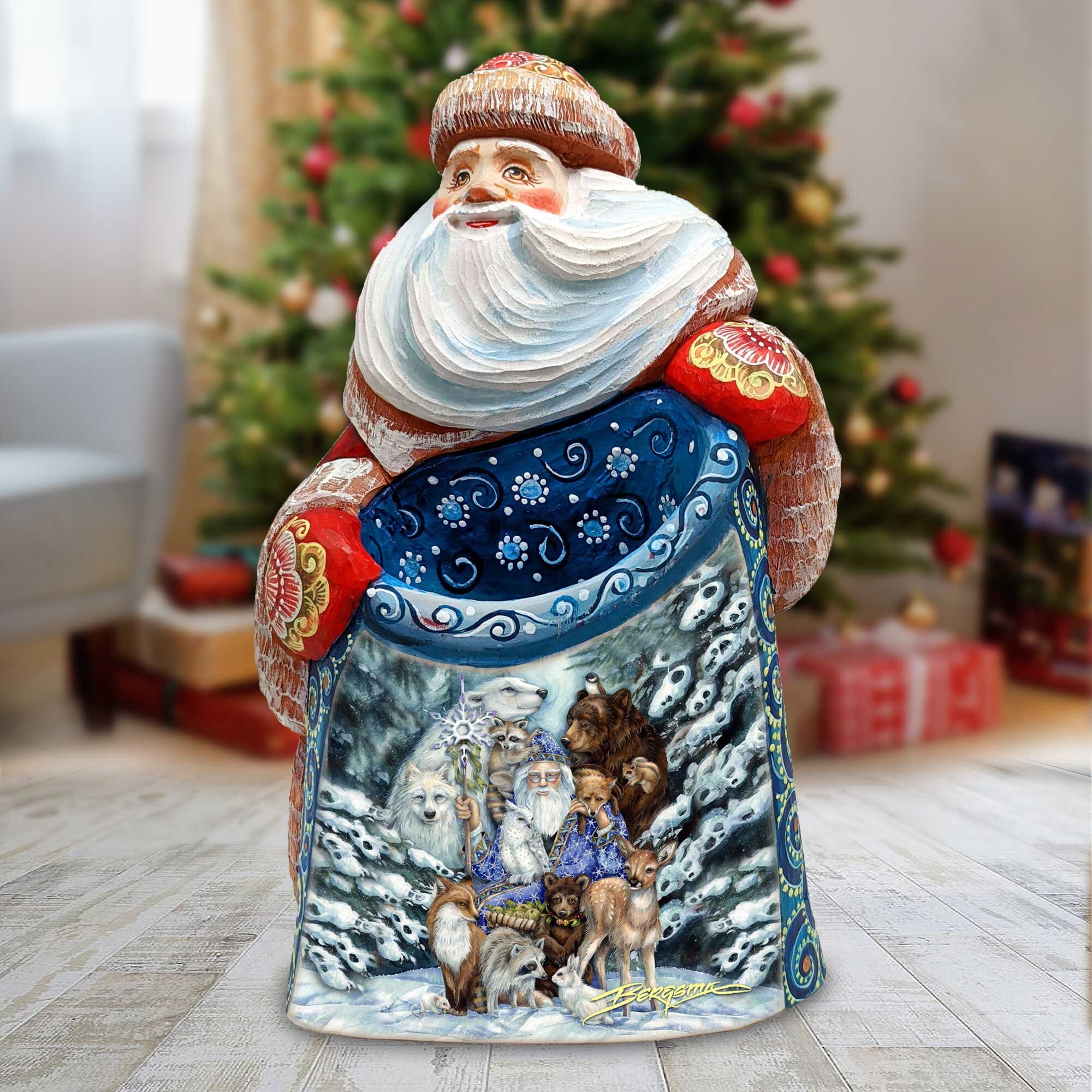 Wood carving  Santa Claus  wood figurine   Christmas  tree   Ornament  Decoration gift