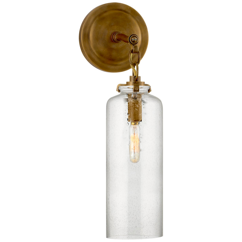 Thomas O'Brien Katie Small Cylinder Sconce Finish: Hand-Rubbed Antique Brass, Shade Color: Clear