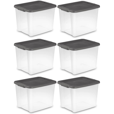 Sterilite ShelfTotes 50 Quart Clear Latched Plastic Storage Container