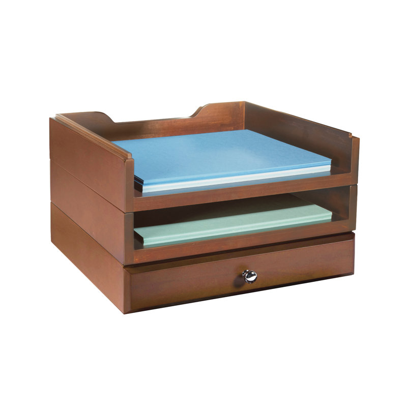 Darby Home Co Beaumys Stacking Wood Desk Organizers 2 Trays 1