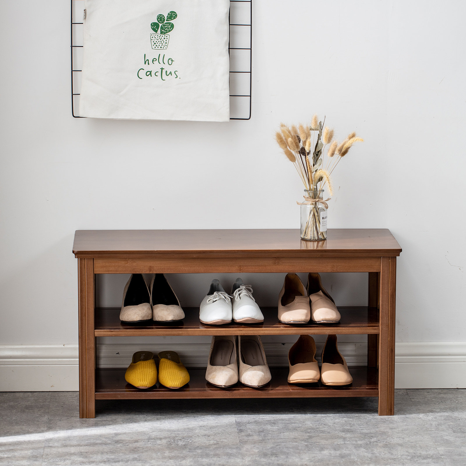 Gracie Oaks Bamboo Shoe Storage Bench Wayfair