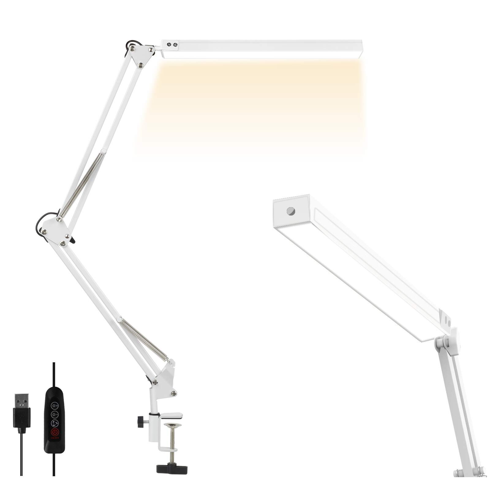 Niulight Modern Architect Table Light for Study Reading Work Task/Office Workbench Memory 9W Eye Caring Dimmable Lamps Touch Control 6 Color Modes Swing Arm Lights Timer LED Desk Lamp with Clamp 