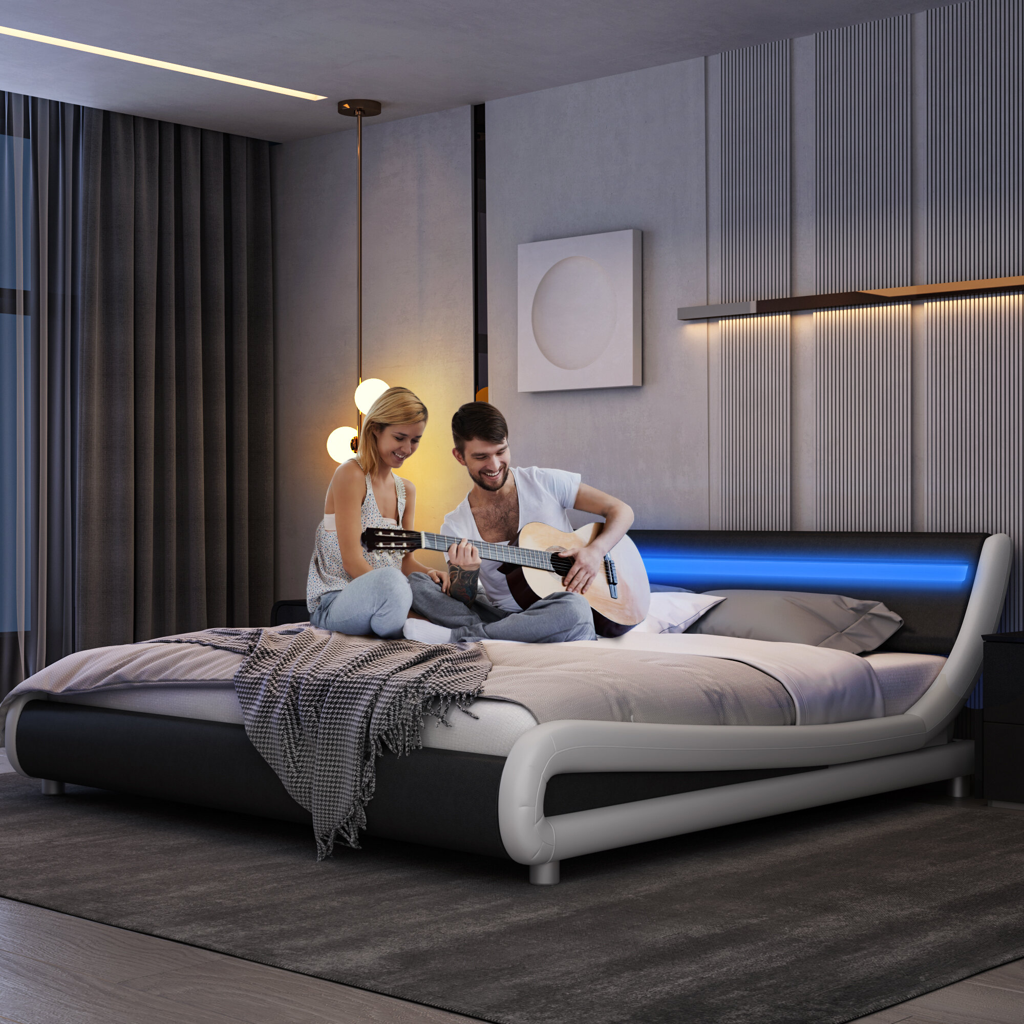 HOMTELIVE Bed Frame With LED Lights 28'' Bed Frame | Wayfair