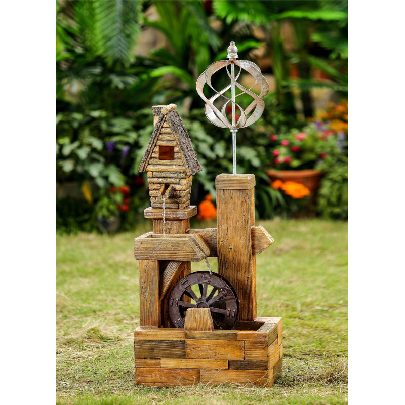 Jeco Inc Resin Fibergl Wood Look Birdhouse With Wind Spinner Jeco Inc Resin Fibergl Wood Look Birdhouse With Wind Spinner Water Fountain Wayfair