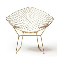 gold wire chair with cushion