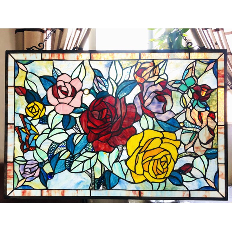 Stained Glass Floral Wall Art - Erin Sunsprite Stained Glass Window Panel