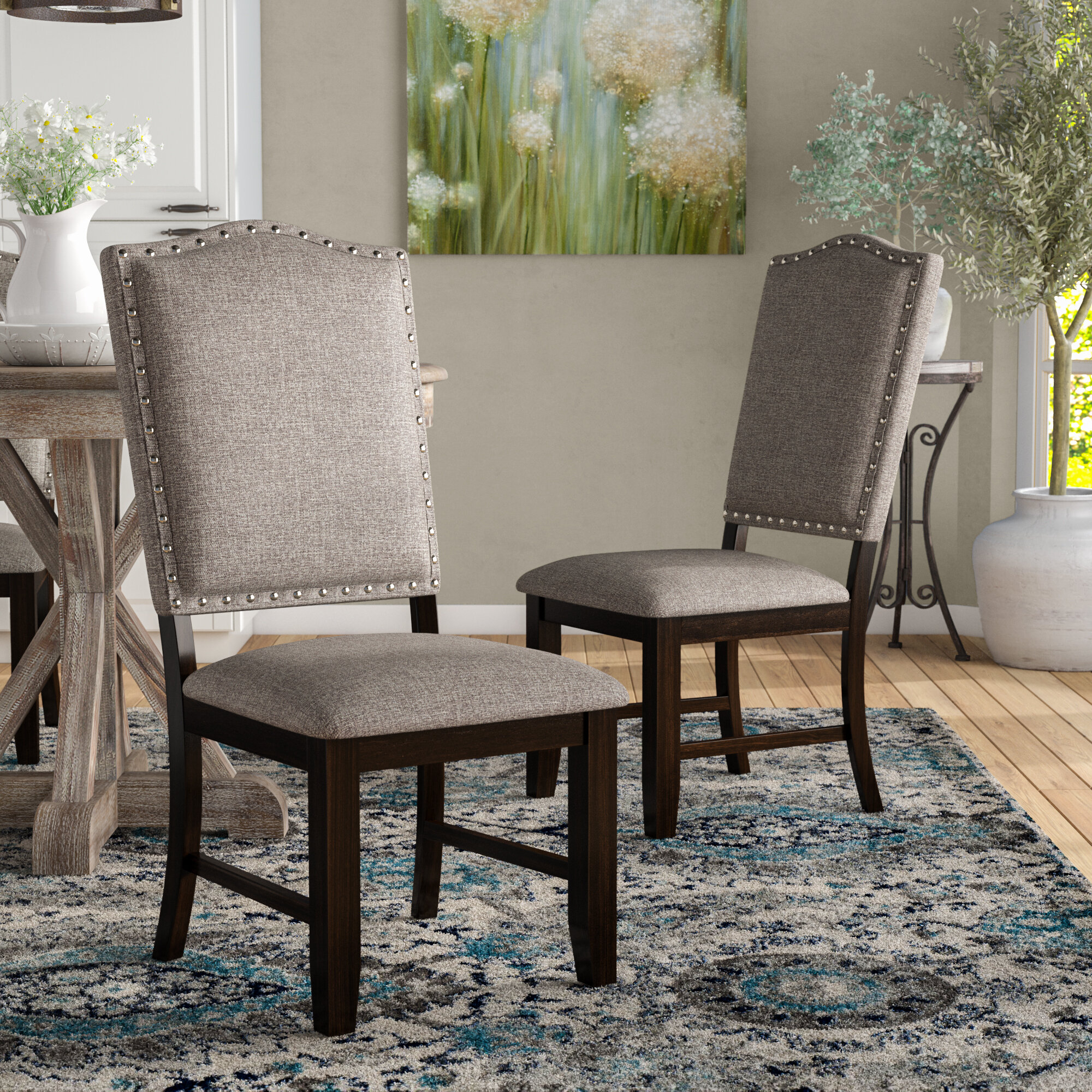 dark wood upholstered dining chairs