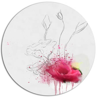 Designart Rose Flowers Sketch With Color Splashes Oil Painting