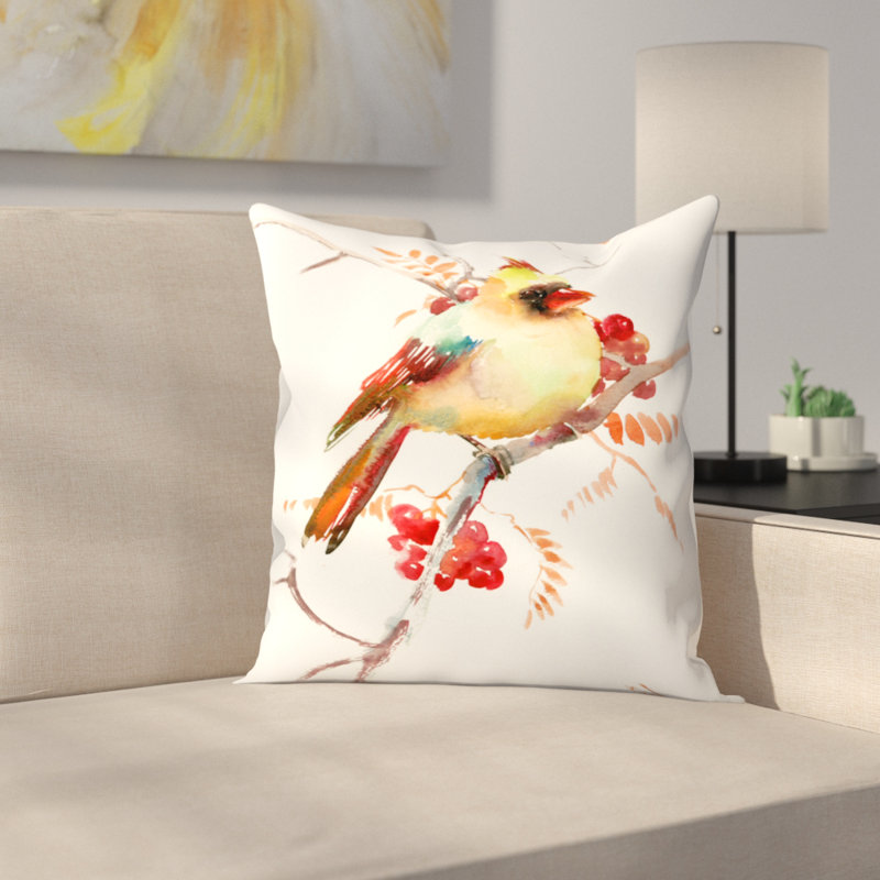 East Urban Home Suren Nersisyan Cardinal Bird And Berries Throw