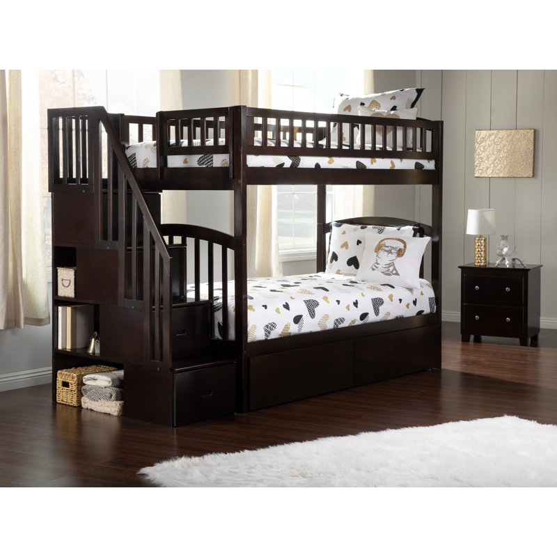 Harriet Bee Salem Staircase Twin Over Twin Bunk Bed With Drawers