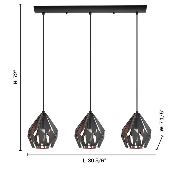 Starkey 3 Light Kitchen Island Linear Pendant Reviews Allmodern
