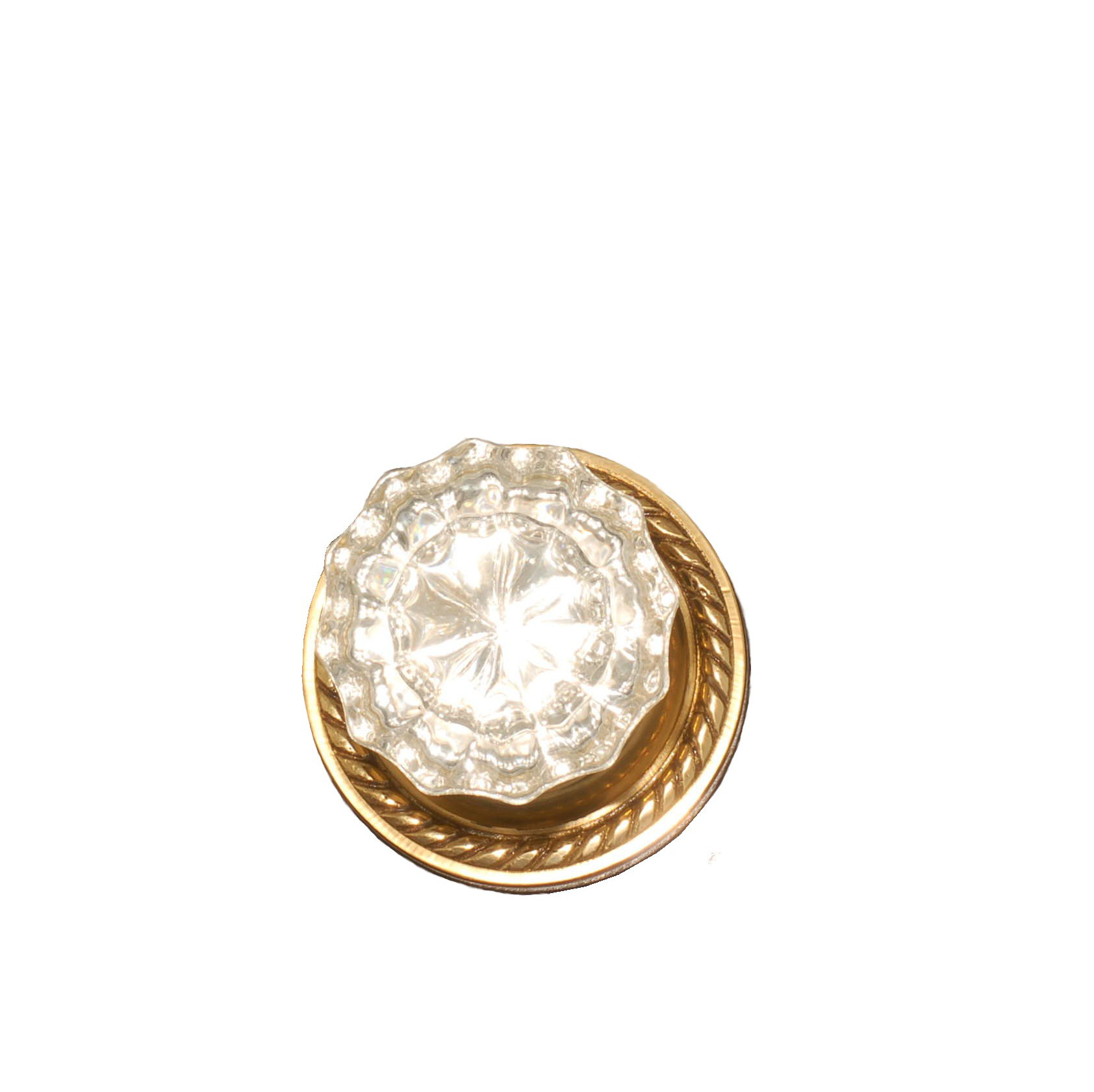 Classic Rosette Set With Diamond Crystal Door Knobs Privacy Polished Brass Doorsets.