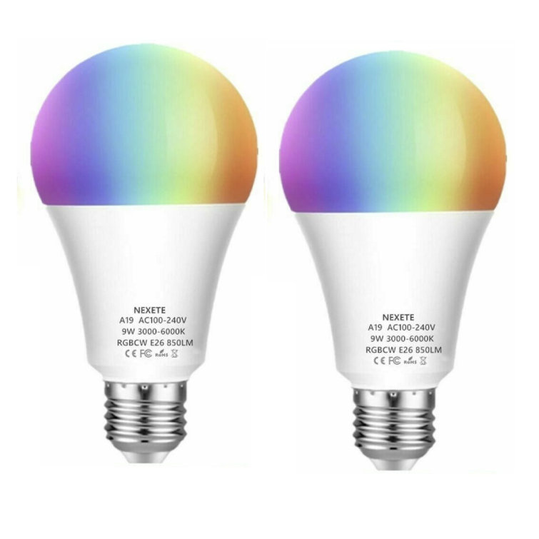 60W EQ A19 Dimmable Color Changing Smart Wi-Fi LED Light Bulb RGB+CW Alexa Googl 