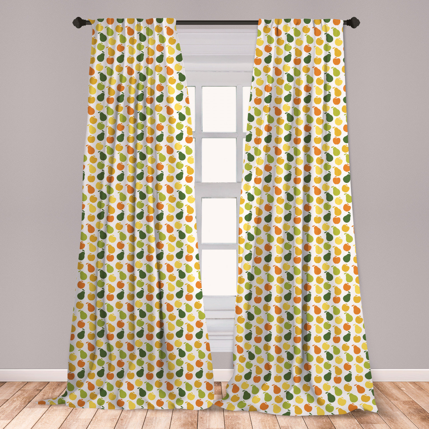 East Urban Home Ambesonne Fruits Window Curtains Apple And Pears