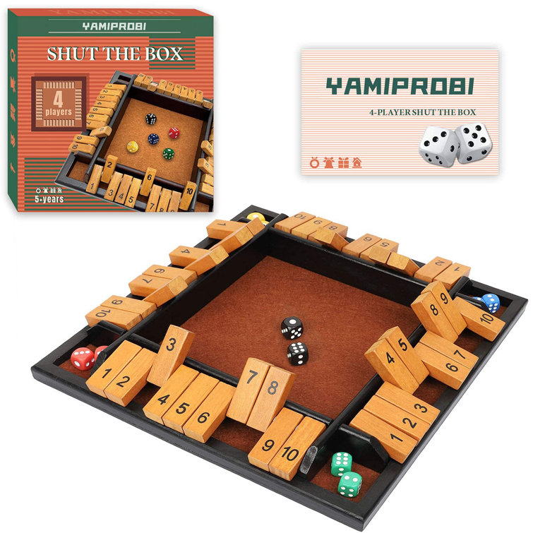 Sensible 1-4 Players Wooden Dice Family Game For Kids And Adults - 4 Way Board Table Math Game With 10 Dices - 10 Number Flip Block Board Games For The Classroom Home Pub | Wayfair