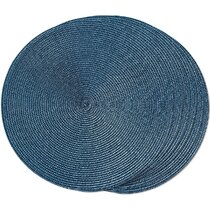 OPALHOUSE Handmade Woven Placemats Blue Round 15” Paper 4 Pack