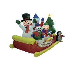 Christmas Inflatable Snowmen on Sleigh Decoration