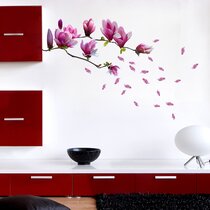 36 in H x 27 in W Wallmonkeys Pink Magnolias Wall Decal Peel and Stick Graphic WM44065 