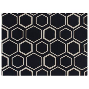 Hand-Woven Wool Navy/White Area Rug