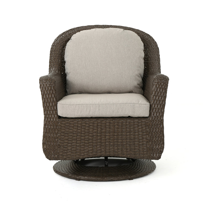 Dearing Modern Outdoor Wicker Swivel Club Patio Chair With Cushions
