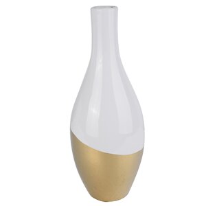 Spenser White/Gold Ceramic Vase (Set of 2)
