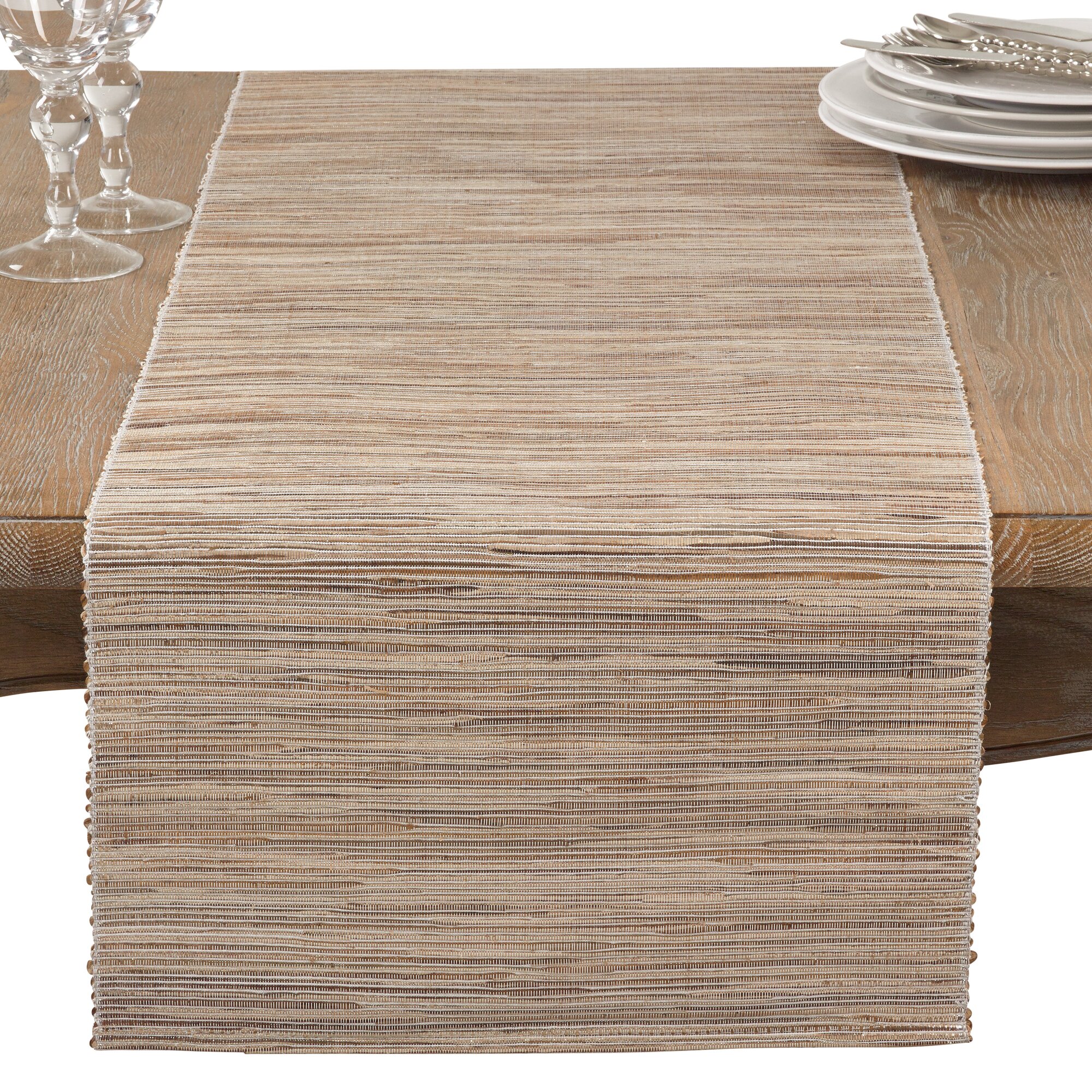 Bevis Shimmering Woven Nubby Natural Table Runner