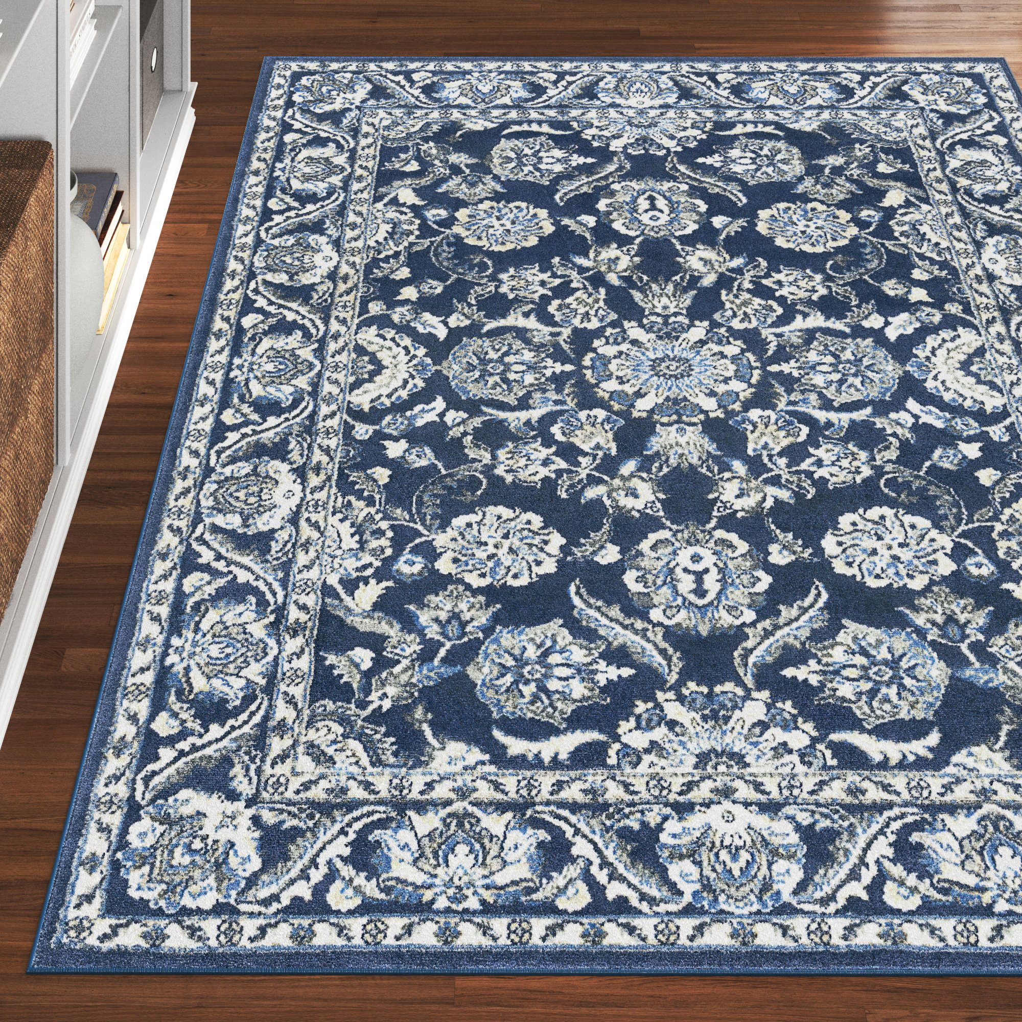 Lark Manor Madison Power Loom Performance Dark Blue Rug & Reviews Wayfair