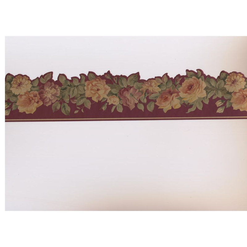 Astoria Grand Claunch Maroon Rose 15 L X 5 W Wallpaper Border Wayfair