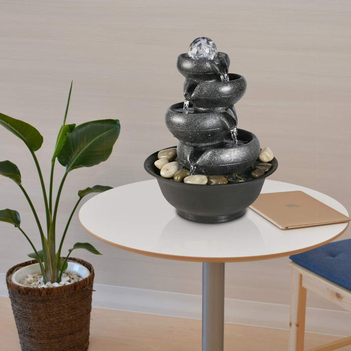 Resin 5 Tier Relaxation Water Cascading Flowing S Zen Including Electric Submersible Pump For Office And Home Décor Fountain With Light Resin 5 Tier Relaxation Water Cascading Flowing S Zen Including Electric Submersible Pump For Office And Home Décor Fountain With Light