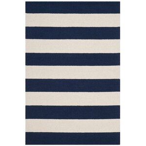 Claro Stripe Hand-Tufted Navy/Ivory Area Rug