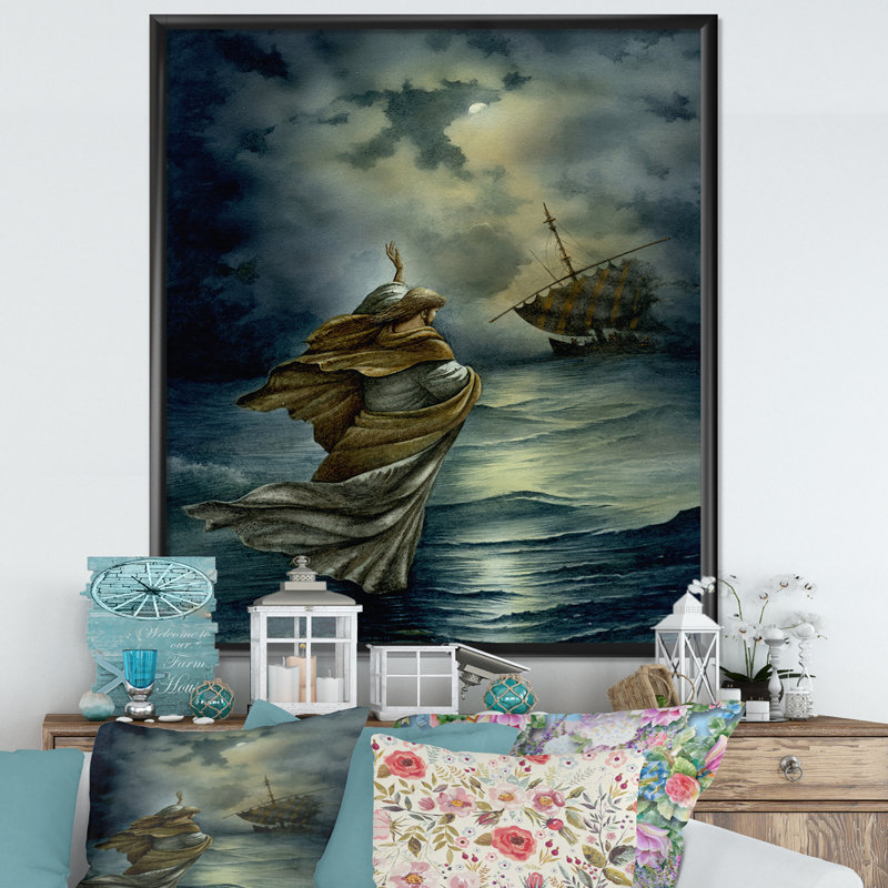 East Urban Home Jesus Walking On Water Picture Frame Print On