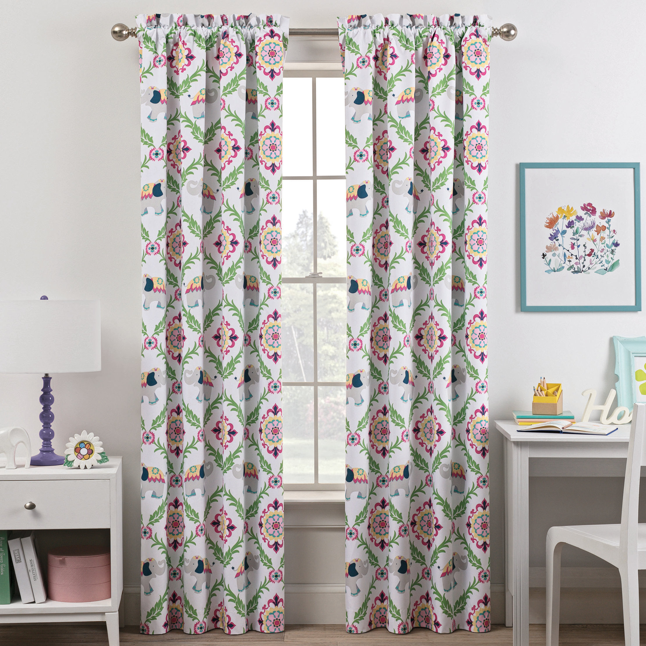 Waverly Bollywood Damask Blackout Rod Pocket Single Curtain Panel