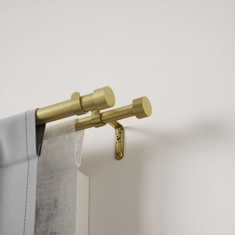Cappa Drapery Solutions Double Curtain Rod Finish: Brass, Size: 66" H x 120" W