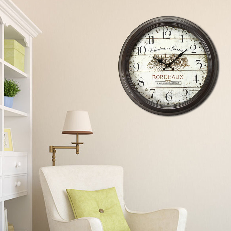 18.5" Round "Chateau Grand, Bordeaux" Wall Hanging Clock